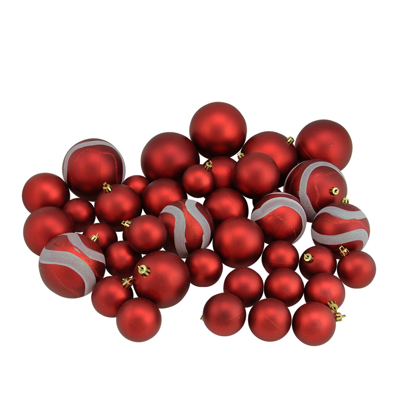 Northlight Assorted 2-Finish Shatterproof Christmas Ball Ornaments - Red - 39ct